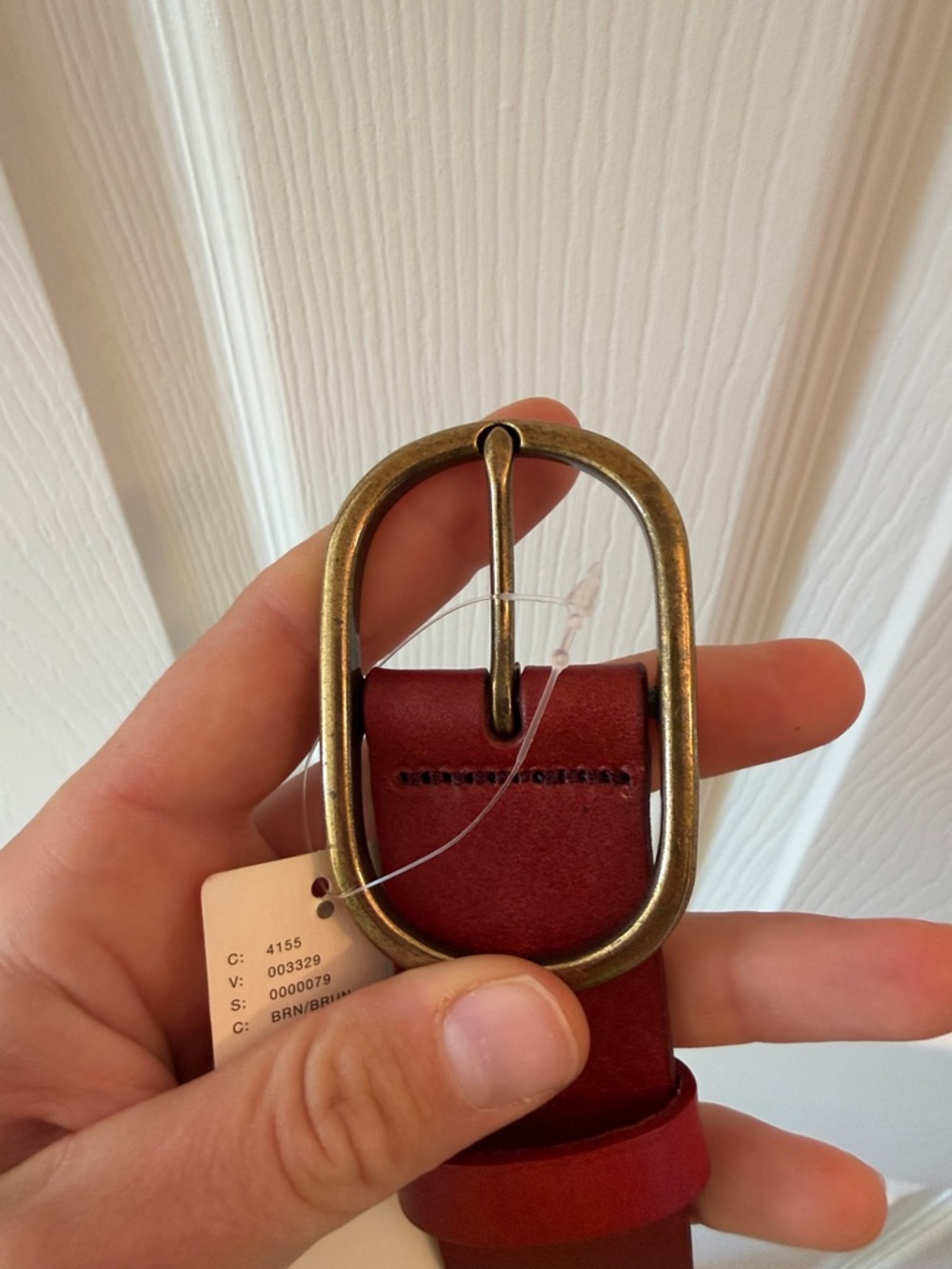 Anthropologie Rustic Red Leather Belt with Brass Oval Buckle - Picture 6 of 10